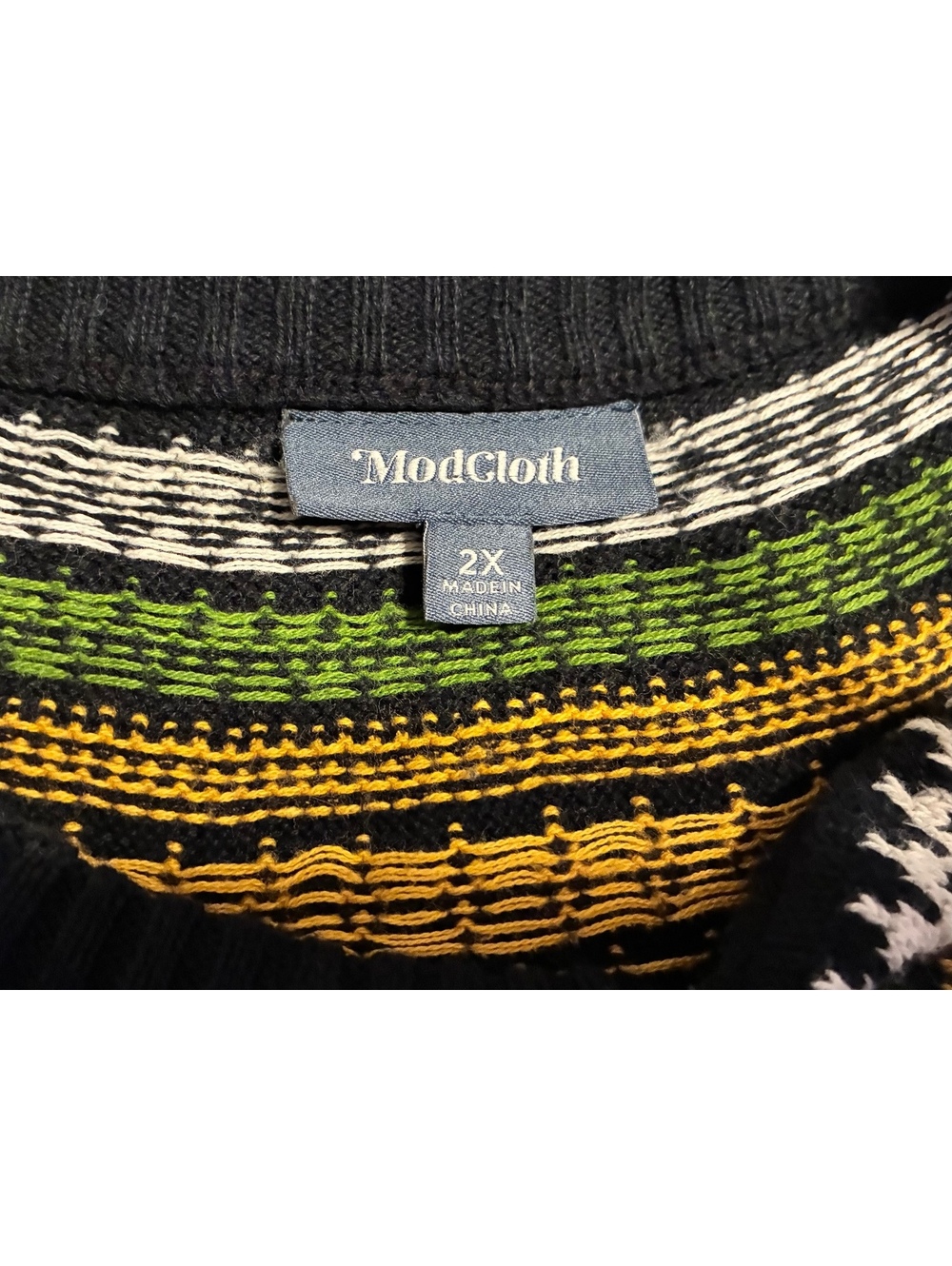 ModCloth Spooky Ghost Fair Isle Black Pullover Sweater Sz 2XL - Picture 3 of 3